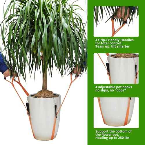 Potted Plant Mover£¬Plant Lifting Straps for Garden Flower Pots, Planters£¬Rocks, Trees£¬Easily Lift and Move Heavy Items Up to 250 Pounds, Large Size,Orange£¬Patent Pending