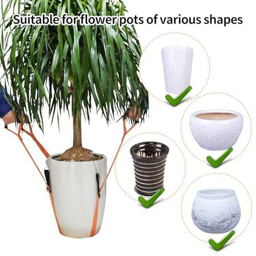 Potted Plant Mover£¬Plant Lifting Straps for Garden Flower Pots, Planters£¬Rocks, Trees£¬Easily Lift and Move Heavy Items Up to 250 Pounds, Large Size,Orange£¬Patent Pending