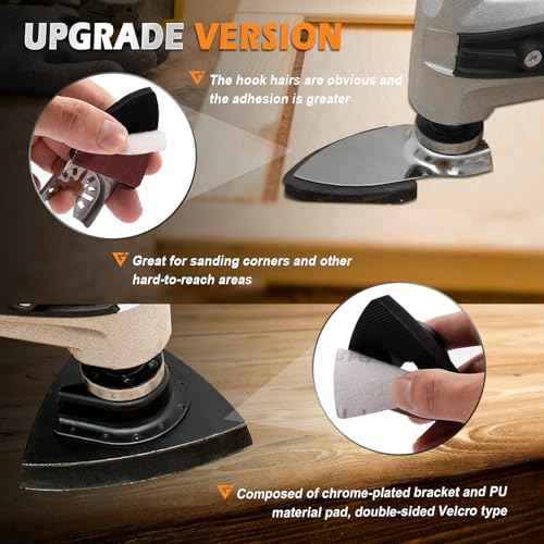 260pcs Oscillating Tool Sanding Pads Kit, 5pcs Triangle Sanding Pads and 5pcs Finger Sanding Pad, 250pcs Multitool Sandpaper Set, Multi Tool Sanding Attachment Fit for Finishing Wood