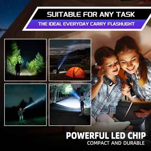 6 Pack LED Rechargeable Flashlight, Super Bright Small Mini Camping Flashlights Zoomable Beam, Convenient USB C Charging for Camping Hiking Outdoor Home Emergency