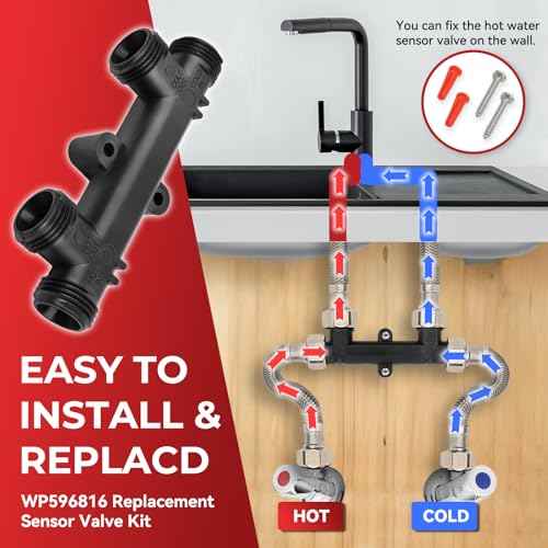 WP596816 OEM Replacement Watts Hot Water Recirculating Pump Kit 500800/500805, Complete with 2 x 12" Supply Lines, 2 x 1/2" FTP to 3/8" MPT Fittings & 2 Mounting Screws, Instant Hot Water Solutio