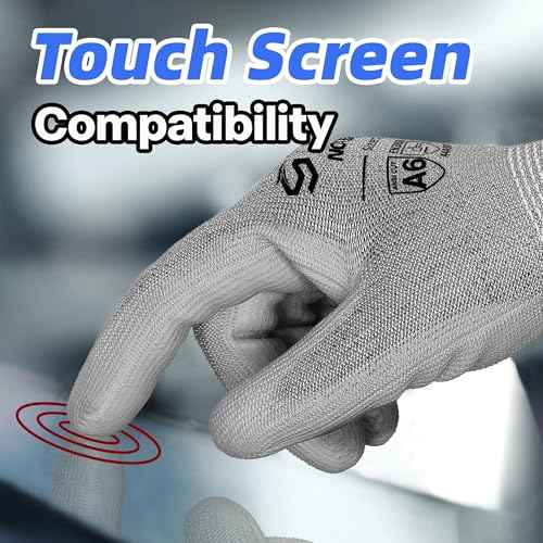 Schwer 6 Pairs ANSI A6 Cut Resistant Gloves CR7120 Cut Proof Work Gloves, Touchscreen, for Men and Women Used for Woodworking, Glass Cutting, Construction, Cargo Handling, Car Repair, L