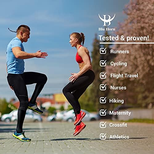 Knee High Compression Socks 15 to 20 mmHg Improves Blood Circulation for Wide Calf Travel, Running, Cycling Athletic, Color-Black