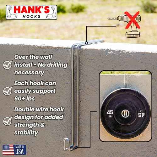 Over The Wall Concrete Cinder Cement Block Wall Outdoor No Drill Fence Hooks Hangers - Extra Long Large Rafter Ladder Pool Equipment Pole Hooks Hangers for Planters Hoses Horse Tack Room Organization