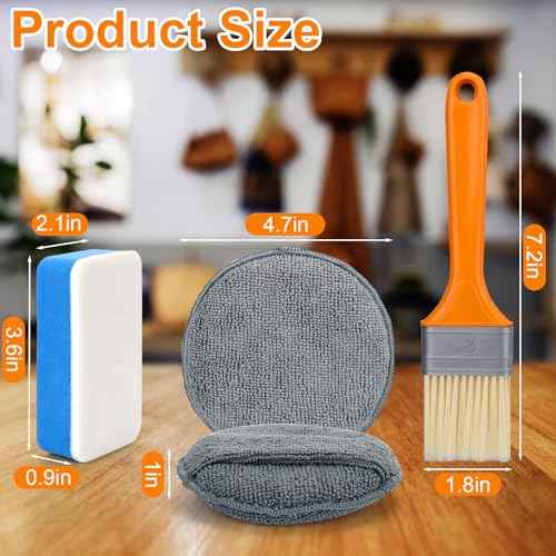 XANGNIER 4Pcs Cutting Board Oil and Wax Applicator Set ? Food-Grade Mineral Oil and Wood Wax Conditioner Kit with Microfiber Applicator Pad and for Butcher Blocks,Bamboo,Wooden Utensils & Countertops