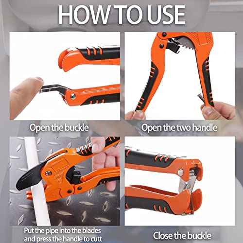 Zantle Pipe and Tube Cutter, Ratcheting Hose Cutter One-hand Fast Pipe Cutting Tool with Ratchet Drive for Cutting Less Than 1-1/4" O.D. PEX, PVC, and PPR Pipe, Easy-to-use PVC Pipe Cutter