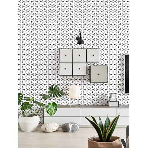 Heroad Wall Paper Peel and Stick Modern Black and White Wallpaper Peel and Stick Boho Geometric Contact Paper for Cabinets and Drawers Renter Friendly Self-Adhesive Removable Waterproof 17.7¡± x 118¡±