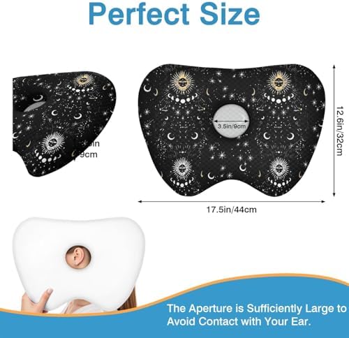 Ear Piercing Pillow for Side Sleepers with Washable Cover Pillows with Holes for Ear Pain,Donut Pillow for Adults CNH Ear Pain Relief Pressure Sores Ear Pillow with Hole in Center
