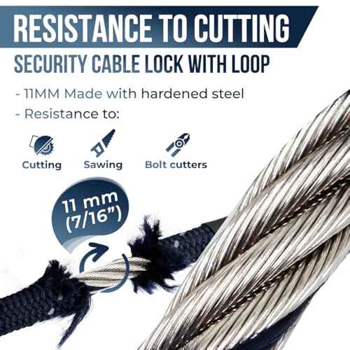 Big & Strong 7/16" Steel Security Cable Lock (7FT/13FT) with Looped Ends Anti-Theft for High-Value Assets, Movement Protection of Motorcycles, Generators, Jobsite Tools, Grills & More