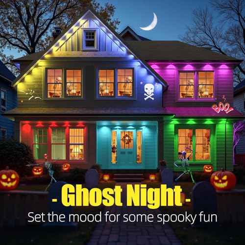 Permanent Outdoor Lights, 50ft RGB+IC Smart LED Lights Outside, IP67 Waterproof Smart Outdoor Decorations with App/Remote Control for Christmas, Halloween, Holiday, Daily, Party