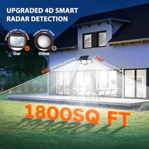 Solar Flood Light Outdoor 4 Pack, 3500LM Super Bright Motion Sensor Outdoor Lights, Solar Lights Outdoors Waterproof, Upgrade Glass Panel, 270¡Æ Wide Angle LED Security Spot Light for Outside Yard