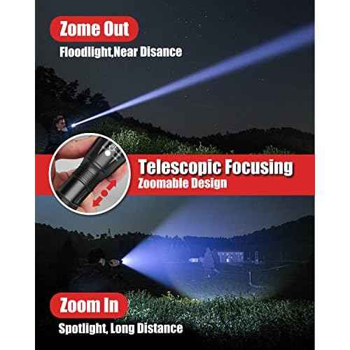 Victoper LED Flashlight 4 Pack, Bright Tactical Torch High Lumens with 5 Modes, Waterproof Zoomable Flash Light for Outdoor, Gifts for Hunting Camping Essentials Gear