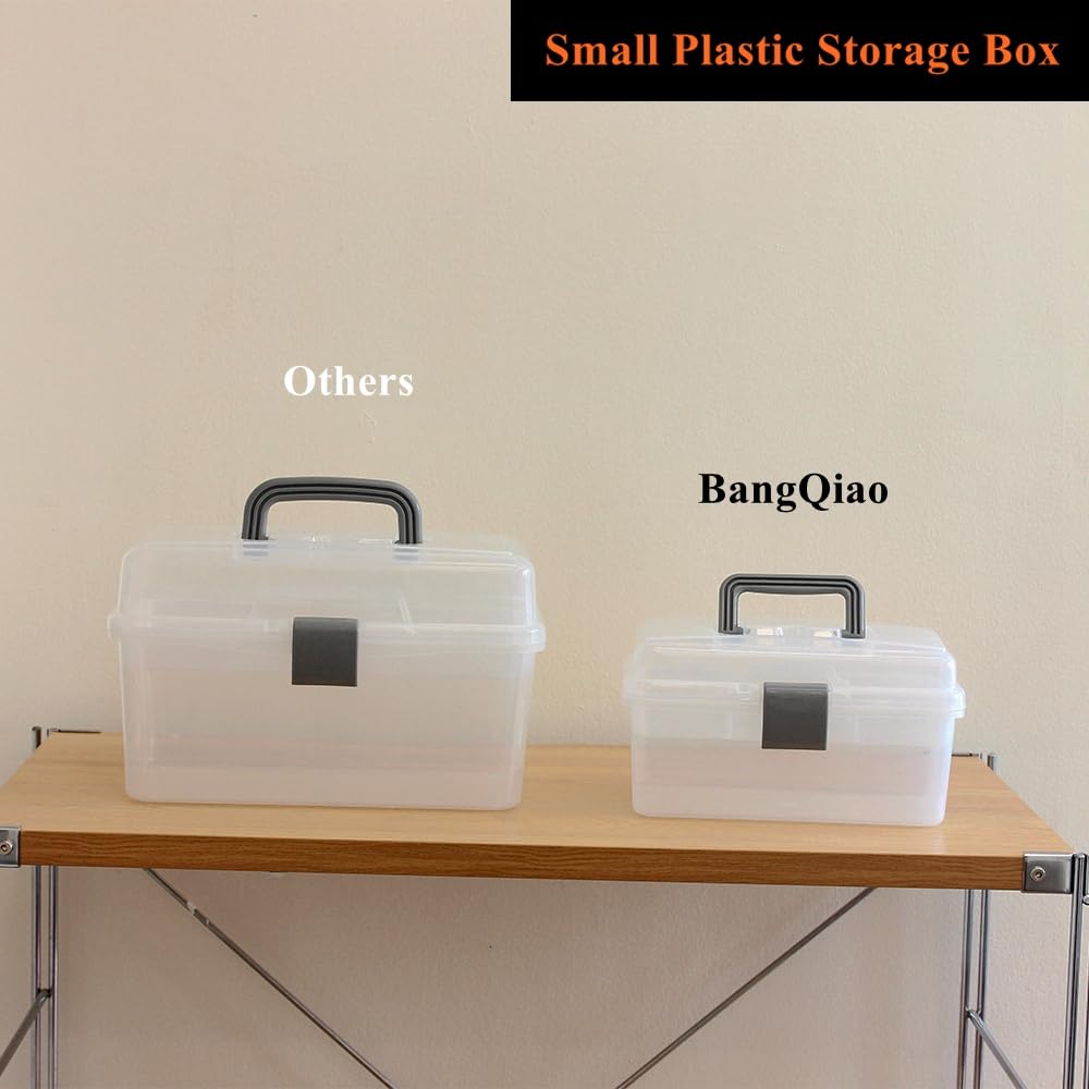 BangQiao Multipurpose Plastic Storage Container Box with Handle and Latch Lock, Clear Gray