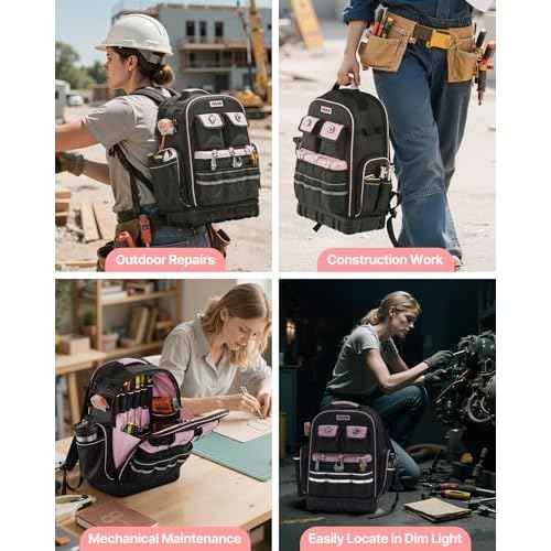 VEVOR Tool Backpack, 56 Pockets, Heavy-duty Tools Storage Organizer Work Bags Backpack with Laptop Compartment & Molded Base, Electrician Jobsite Backpack for Electrician, Repairman, and HVAC Techs