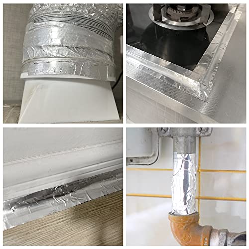 Aluminum Foil Tape - 2 Inch x 65 Feet, HVAC Tape Silver Metal Tape for Ductwork, Heavy Duty Duct Tape for Heat Insulation, Reflective Tape, Dryer Vents