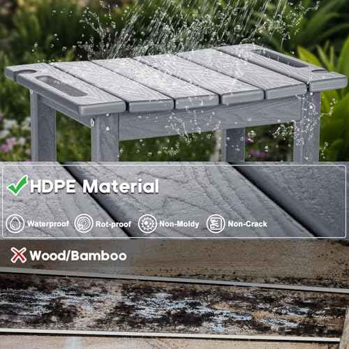 NALONE Shower Bench, HDPE Shower Benches with Storage Shelf & Handles, Indoor & Outdoor Use (Grey)