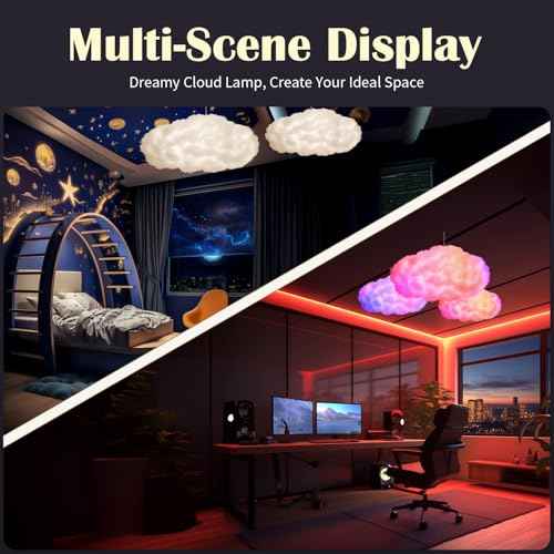 3D Cloud Music Sync RGB LED Strip Light - APP & Remote Control, Multi-Color & Warm White, USB Powered, for Bedroom, Kids Room, Gaming Room, Ideal Gift