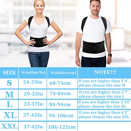PAZAPO Posture Corrector for Men and Women - Back Brace Full Back Support Straightener for Hunchback - Upper and Lower Lumbar to Relieve,XX-Large(42-48 Inches)