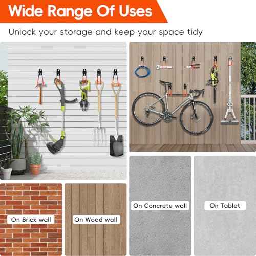 Donext Garage Hooks, 12 Pack Heavy Duty Steel Utility Hooks for Hanging, Wall Mount Garage Storage Hooks for Tools, Ladders, Bikes, Bulky Items, Orange