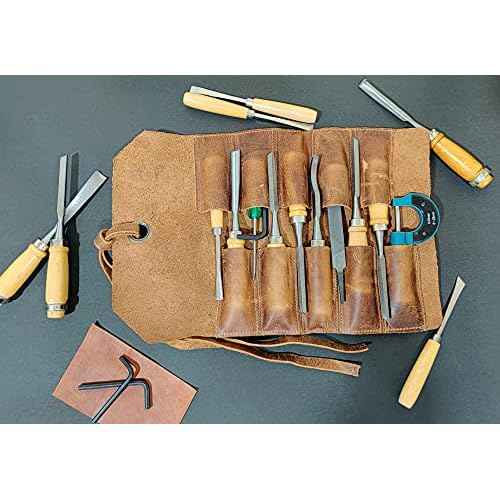 Leather Tool Roll Up Pouch - Leather Tool Wrench Roll/Chisel Bag by RUSTIC TOWN