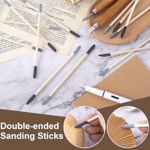 ANCIRS 20 Pcs Sanding Sticks, 5.5in Double End Matchsticks Sanding Twigs, 150/280 Grit Fine Detailing Polishing Stick, Flexible Sanding Tools for Plastic Models, Tight Spaces (Black&Gray)
