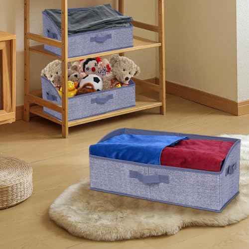 ZPXTI Storage Bins for Closet,Fabric Baskets for Closet Shelves,Fabric Organizer Bins with Handles for Organizing Sheets Sweaters Hats, 3-Pack