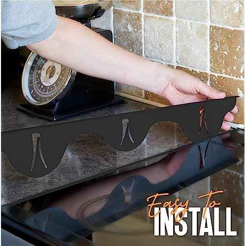 Linda¡¯s Essentials Stove Gap Covers Stainless Steel (2 Pack), 316 Stainless Steel Stove Gap Covers Heat Resistant Oven Gap Filler Seals Spaces Between Stovetop and Counter (25.4 Inches, Black (Steel))