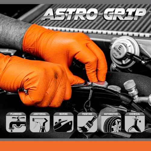 SAS Safety Astro-Grip Powder-Free Exam Grade Nitrile Disposable Gloves. Size 2X-Large, Orange, 7 mil Thickness. Chemical and Puncture Resistant. Single-Use. Pack of 100. (66475)