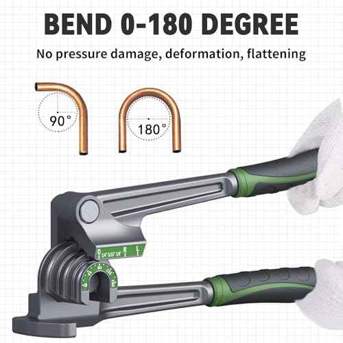 Tube Bender 180¡Æ, 1/4", 5/16", 3/8" (6/8/10mm) O.D. Pipe Bender, 3 in 1 Tubing Bender, Brake Line Bender for Air Conditioning Refrigeration Repair, HVAC Tools