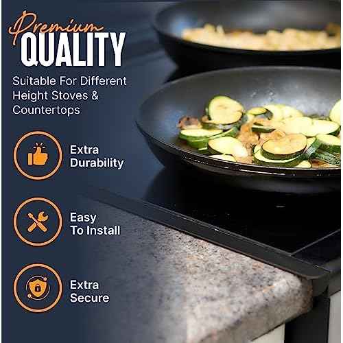Linda¡¯s Essentials Stove Gap Covers Stainless Steel (2 Pack), 316 Stainless Steel Stove Gap Covers Heat Resistant Oven Gap Filler Seals Spaces Between Stovetop and Counter (25.4 Inches, Black (Steel))