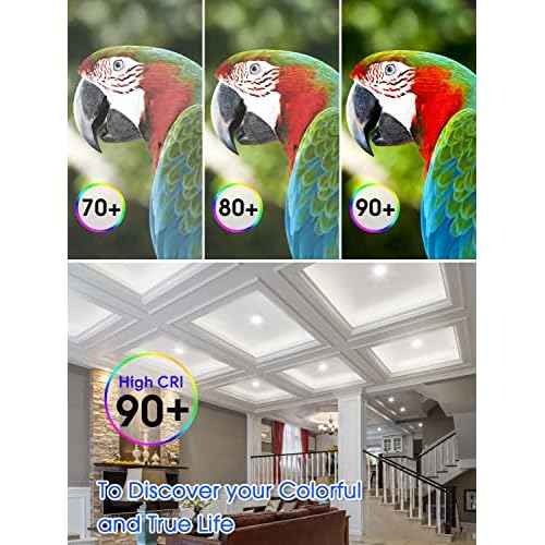 12 Pack 5/6 Inch 5CCT LED Recessed Light Retrofit, 2700K/3000K/4000K/5000K/6500K Selectable Downlight, Dimmable Can Lights with Metal Baffle Trim, CRI 90, 10.5W=85W, E26 Base, IC & Wet Rated, ETL&FCC