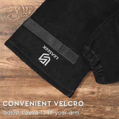 LeaSeek Leather Welding Work Sleeves,Heat & Flame Resistant Arm Protection Gardening Sleeve