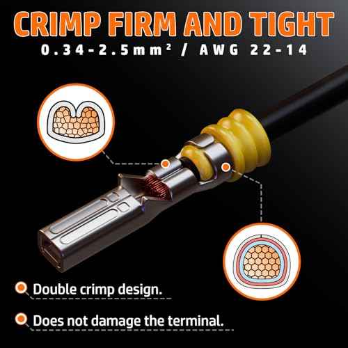 PEBA Waterproof Automotive Electrical Connectors Kit, Automotive Male/Female 1/2/3/4-Pin & Connector Plug and Ratchet Crimping Tool AWG 22-14, Ideal for Cars, Motorcycles & Boats | Pin Removal Tool