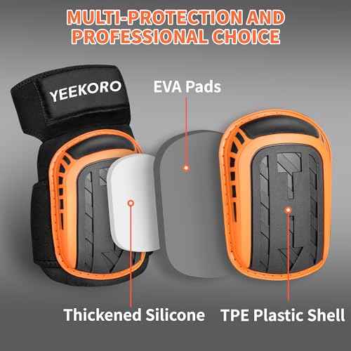 Knee Pads for Work, Heavy Duty Knee Pads with EVA Padding For Construction Gardening Flooring£¬1 Pair Double Thickness Knee Pads for Men and Women