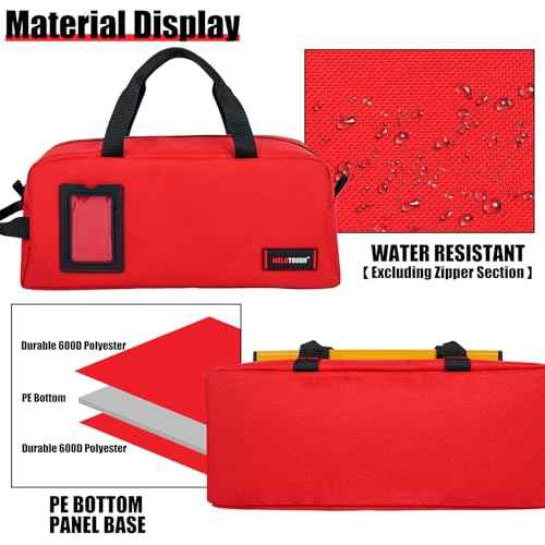 MELOTOUGH Canvas Tool Bags 14 Inch Tool Tote Bag with Zipper Heavy Duty Portable Tool Bag Organizer for Electrician,Technician,Mechanic(Black&Red)