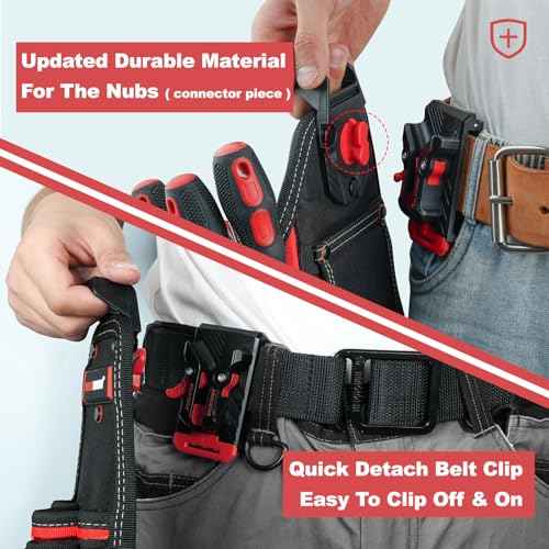 MELOTOUGH Professional Electrician Tool Pouch Bag with Shoulder Strap Tool Pouch with Belt Clip Quickly Attach and Release Tool Bag