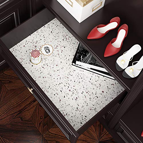 Livelynine Terrazzo Contact Paper White Granite Countertop Wallpaper Waterproof Peel and Stick Countertops for Kitchen Bathroom Counter Top Covers Desk Table Sticker Cabinet Covering 15.8x78.8 Inch