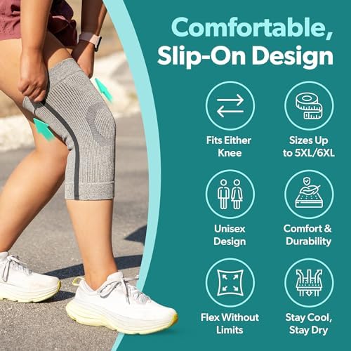BraceAbility Knee Compression Sleeve - Knit Knee Pain Brace for Men and Women, Arthritis Relief, Meniscus Tear, Running, Workout, Sports, Swelling, Athletic Support for Joint Stability (XS/S Gray)