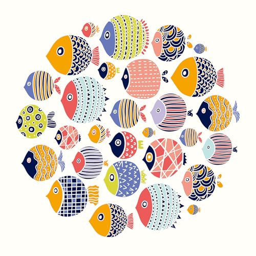 Boho Style Fish Wall Decals Ocean Fish Characters Wall Stickers DIY Peel & Stick Under The Sea Wall Art Sticker for Kids Bedroom Playroom Bathroom Baby Nursery