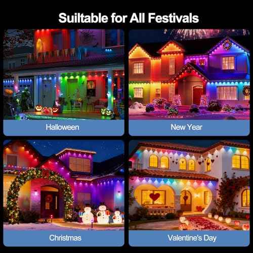 Permanent Outdoor Lights for House, 100FT RGB LED Eave Lights with APP/Remote Control, Music Sync & DIY Scenes, IP67 Waterproof Outdoor House Light for Christmas, Halloween, Party, Holiday, Daily