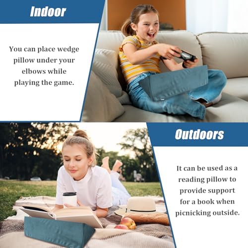 Small Wedge Pillow, Wedge Pillow for Bed Sores, Positioning Wedge, Mini Pillow for Laptop and Yoga, Small Foam Wedge for Chair (1 Unit, Light Blue)