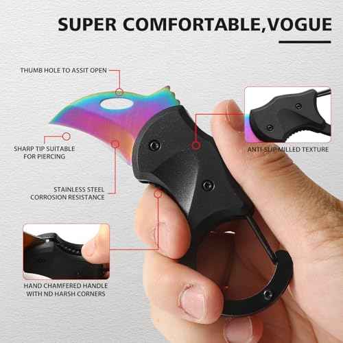 Rainbow Keychain Knife,Cool Folding Knife Box Cutter £¬Small Pocket Knife Gift for Men,Mini EDC Knives for Everyday Carry,Small Gift for Women Men