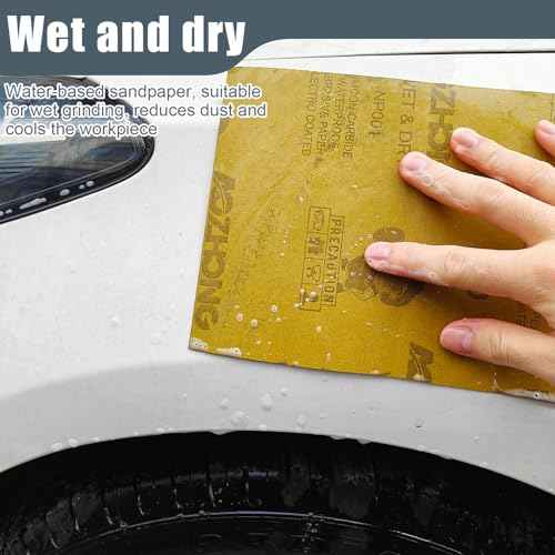 Premium Sandpaper Assortment 9" x 11" - 12 Pcs (with 2 Each of 80, 120, 180, 220, 320, 400 Grits) Silicon Carbide Wet Dry Sand paper Sheets - Sanding Automotive, Woodworking Furniture, Metal Finishing