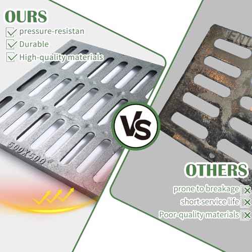 Cast Iron Drain Grate, 20 * 20in Heavy Duty Outdoor Drain Cover, B125 Class Channel Grate, Metal Sewer Grate, Black Square Drainage Grate for Concrete Floor, Yard, Driveway & Garage.