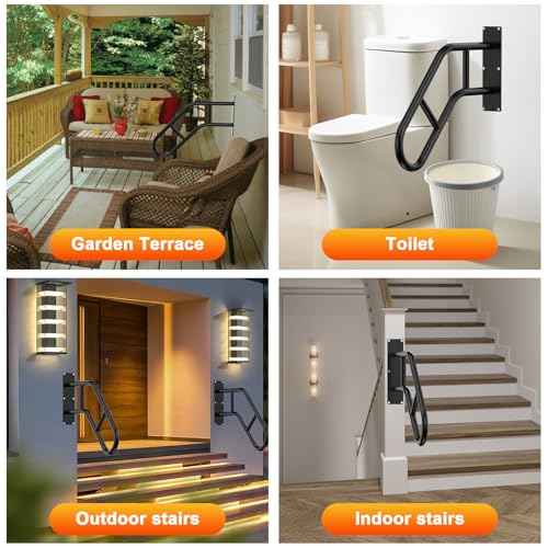Handrails for Outdoor Steps £¬22.8" Stair Railing Indoor1-3 Step, U-Shaped Safety Handrails for Kids, Elderly, Pregnant Women, Disabled (2 Pack Upgraded U-Shaped handrail)
