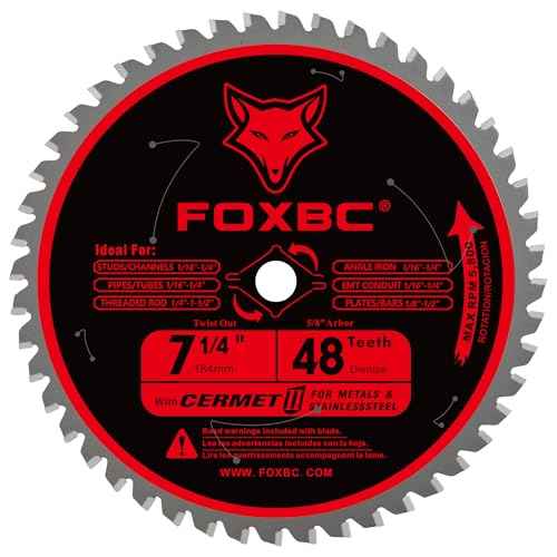 FOXBC 7 1/4 inch Metal Circular Saw Blade 48 Teeth, Metal and Stainless Steel Cutting Saw Blade, Ceramic Carbide with 5/8 Arbor - 2 Pack