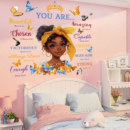 Black Girl Magic Wall Stickers Decals Butterflies Inspirational Positive Word Wall Decal Peel and Stick Butterflies Wall Art Decals for Girls Bedroom Baby Nursery Kids Bedroom