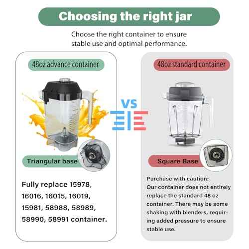 Blender Pitcher 48oz Compatible with Quiet One VM0145 36019 15978 BarBoss Drink Machine Advance Commercial Blender Pitcher Cup Parts, 16016 48 oz Advance Container VM0100A Jar -3 YR Support