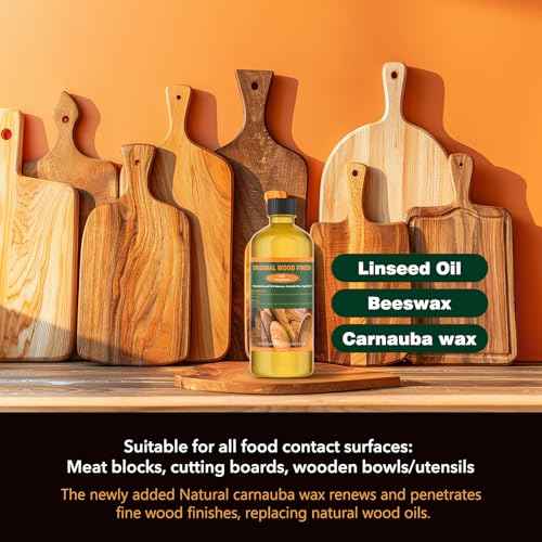 Premium Original Wood Finish - Linseed Oil, Carnauba Wax & Beeswax Blend, Ideal for All Woodwork, Long-Lasting Durability - Natural Safe Sealer - for Polish, Condition, Restore Interior Wood - 3.4 oz
