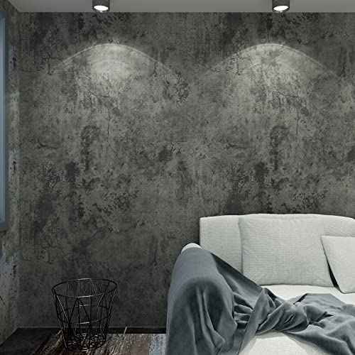 VaryPaper 15.7''x78.7'' Industrial Weathered Concrete Wallpaper Peel and Stick Modern Cement Contact Paper Decorative Self Adhesive Vinyl Removable Grey Wall Paper Roll for Bedroom Bathroom Kitchen